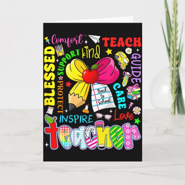 Carte Enseigner Amour Inspirer Enseignant Enfants Crayon (Devant)