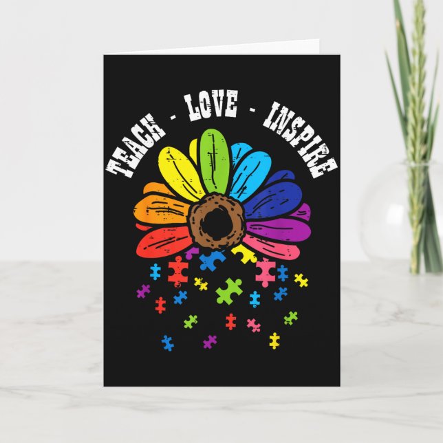 Carte Enseigner Amour Inspirer Fleur Sensibilisation Aut (Devant)