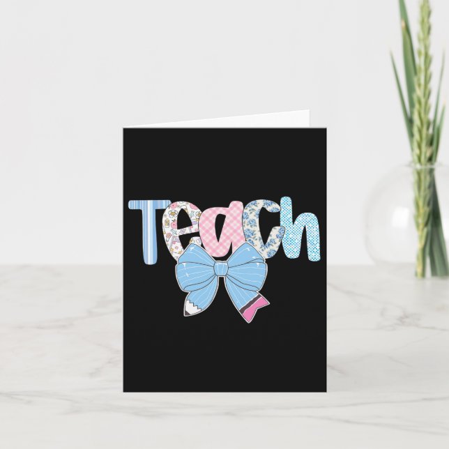 Carte Enseigner Coquette Bow Enseignant Heureux Premier  (Devant)