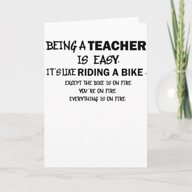 Carte Enseigner est facile comme monter un vélo en feu (Devant)