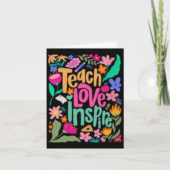 Carte Enseigner l'amour Inspirer Fleur Enseignant Premie (Devant)