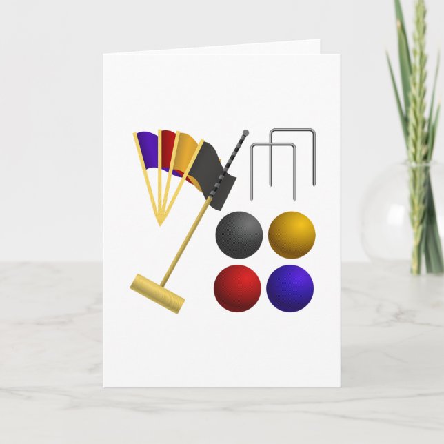 Carte Ensemble de matériel de croquet Maillet Boules Arc (Devant)