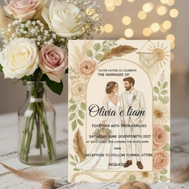 Carte Ensemble de papeterie de mariage bohème élégant -  (Créateur téléchargé)