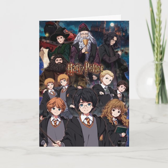Carte Ensemble HARRY POTTER™ en style Anime (Devant)