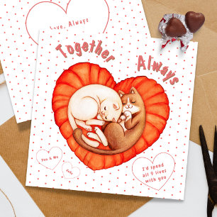 Carte Ensemble Toujours Adorables Chats Cœur