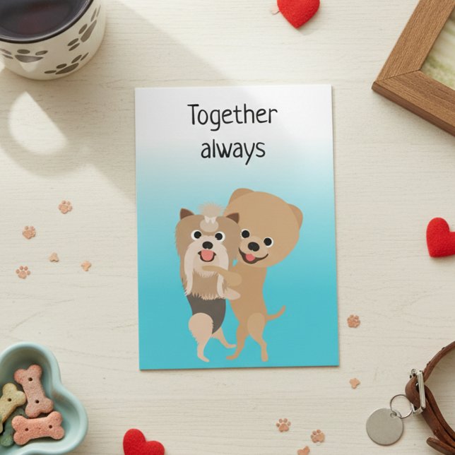Carte Ensemble toujours mignon amour chien Anniversaire (Créateur téléchargé)