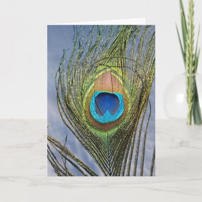 Carte ensoleillée de plume de paon (Devant)