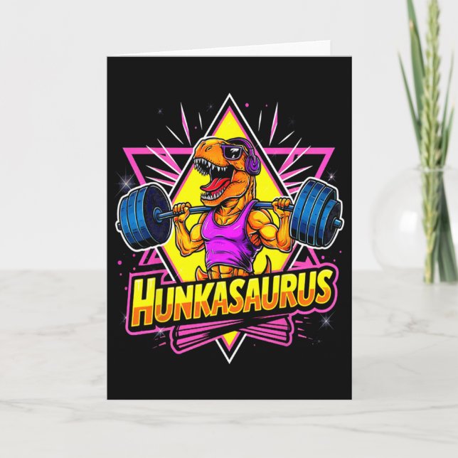 Carte Entraînement au gym Hunkasaurus T-rex Powerlifting (Devant)
