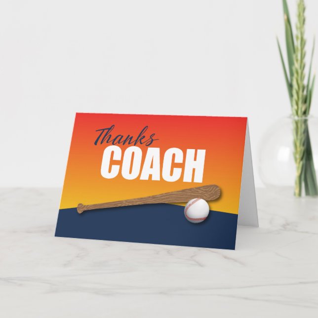 Carte Entraîneur de baseball Merci sur Blue et Orange (Devant)