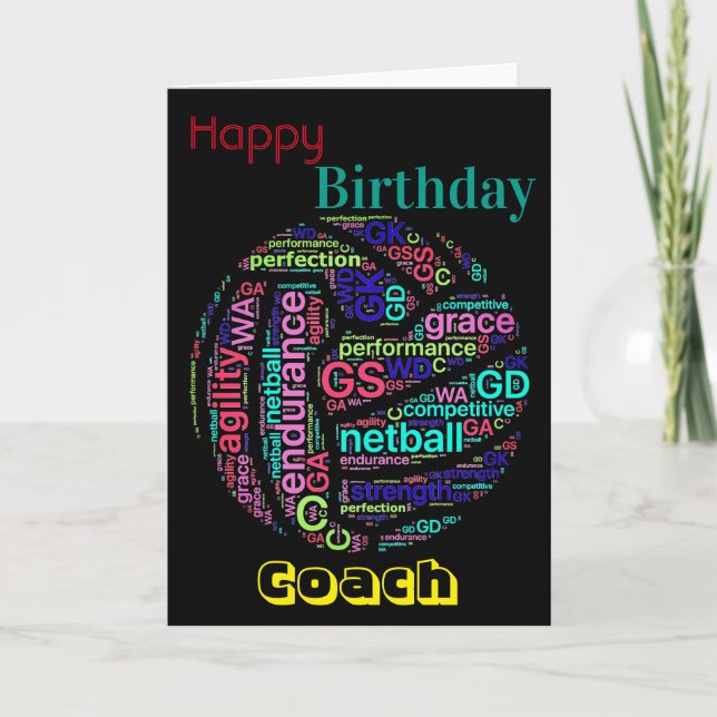 Carte Entraîneur Personnalisé De Netball Anniversaire (Devant)