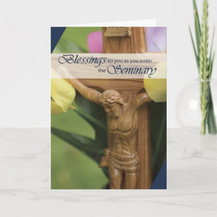 Carte Entrée au Séminaire Crucifix en bois