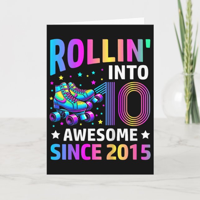Carte Entrée dans des patins à roulettes de 10 ans Gif d (Devant)