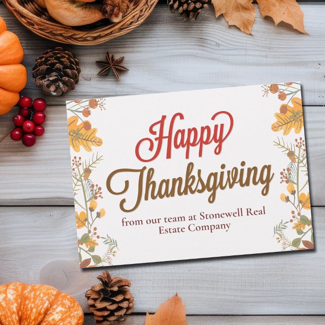 Carte Entreprise Chic de Thanksgiving Feuilles d'automne (Créateur téléchargé)