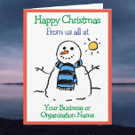 Carte Entreprise ou organisation Snowman Design Noël<br><div class="desc">Joyeux Noël à un architecte. Drôle dessin d'un bonhomme de neige au soleil d'hiver. Ajoutez un message de l'expéditeur.</div>
