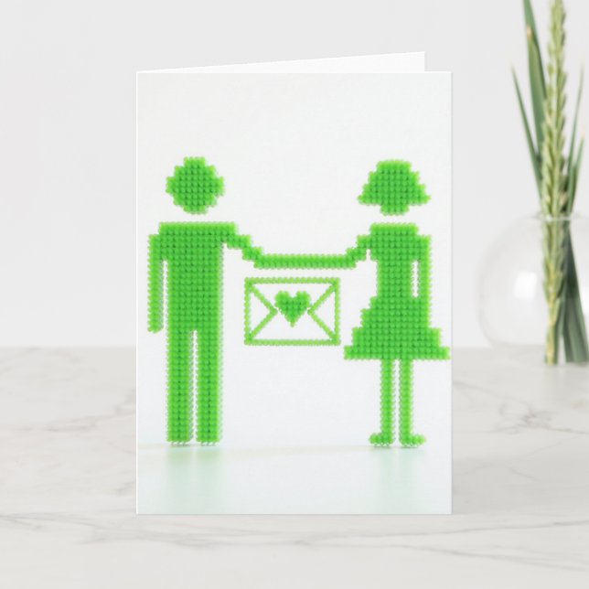 Carte enveloppe cœur perle verte (Devant)