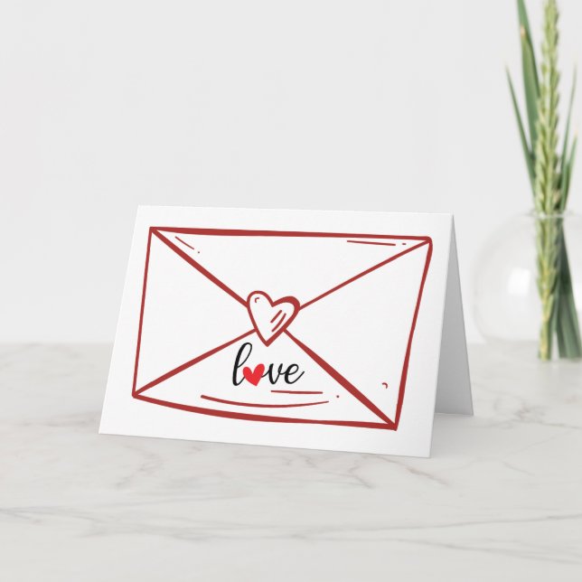 Carte Enveloppe rouge amusante Amour du coeur (Devant)