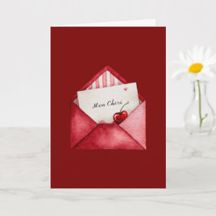 Carte Enveloppe Saint-Valentin Cœur de Cerise Rouge