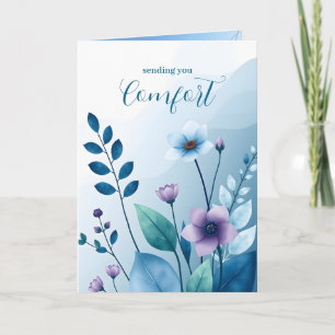 Carte Envoi de feuilles de fleurs bleues de réconfort Sy