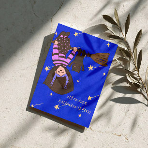 Carte Envolez-vous avec une sorcière mignonne pour une f