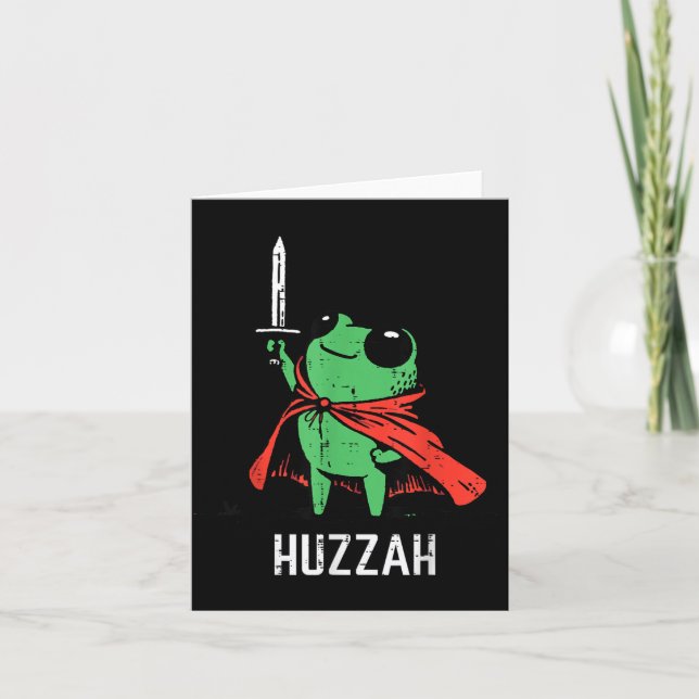Carte Épée de grenouille Cape Huzzah drôle mème fantaisi (Devant)