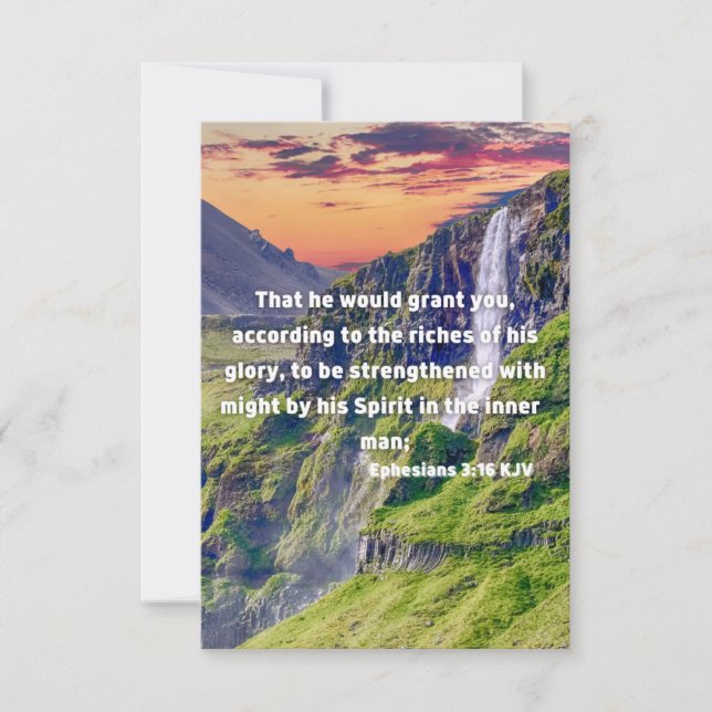 Carte Ephésiens 3:16 KJV Bible Verse Pic Flat Salutation (Devant)