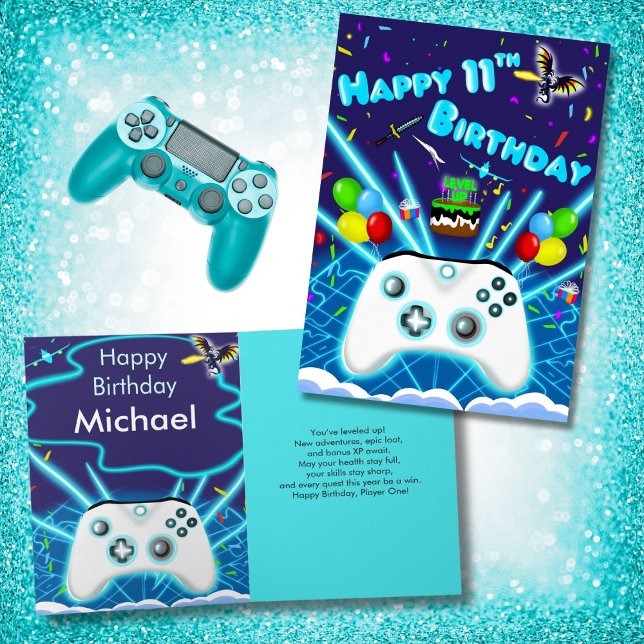 Carte Epic Gamer Happy 11th Birthday Card Critical Hit! (Créateur téléchargé)