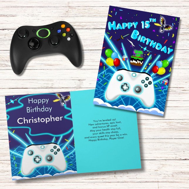 Carte Epic Gamer Happy 15th Birthday Card Critical Hit! (Créateur téléchargé)
