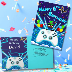 Carte Epic Gamer Happy 6th Birthday Card Critical Hit!