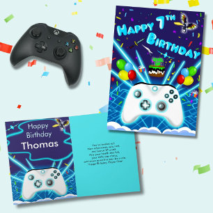 Carte Epic Gamer Happy 7th Birthday Card Critical Hit!