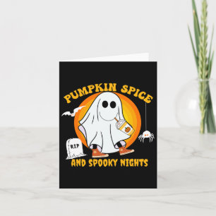 Carte Épice citrouille Latte Automne Vibe Halloween Gho