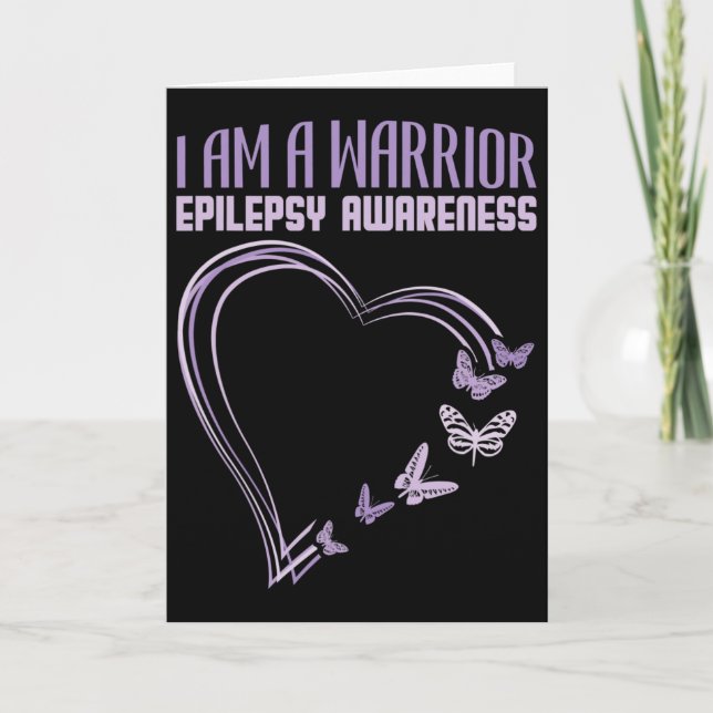 Carte Epilepsy Awareness I'm A Warrior Heart Butterfly  (Devant)