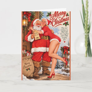 Carte Épinglette de Noël vintage avec le Père Noël