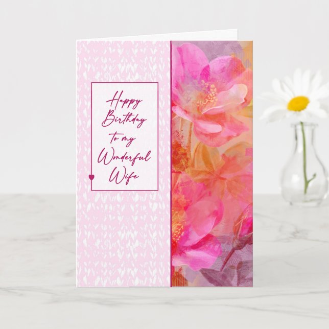 Carte Épouse, Anniversaire, Floraisons roses pâles (Petite plante)