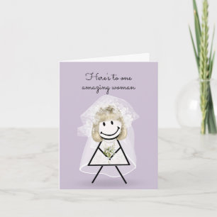 Carte Épouse chatte fille avec Bouquet nuptial