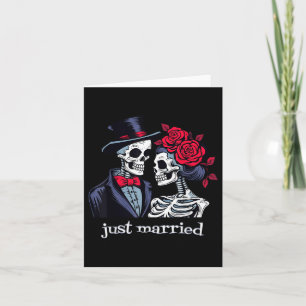 Carte Épouse de squelette rose & Groom, juste marié
