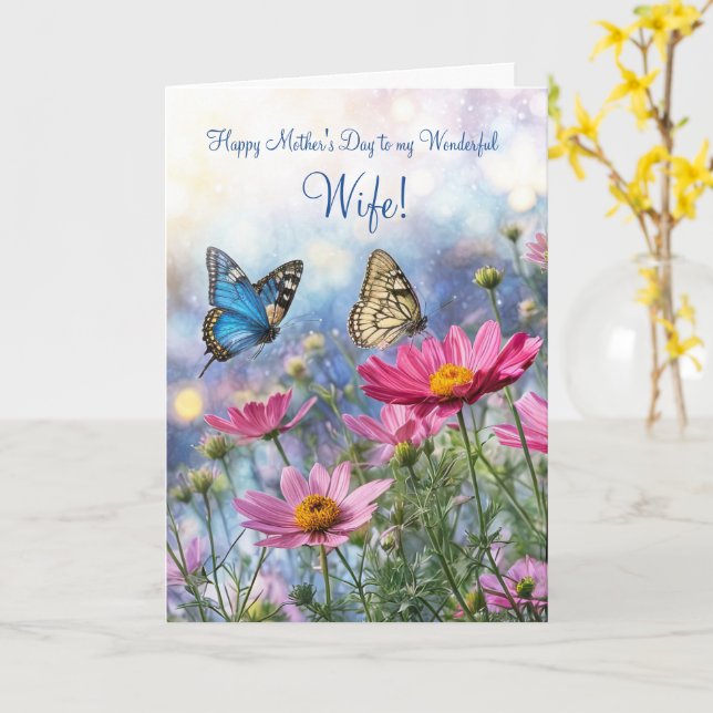 Carte Épouse Joyeuse Fête des Mères avec de Jolis Fleurs (Fleur jaune)