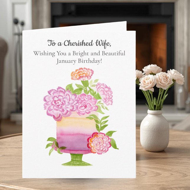 Carte Épouse Œillets Violets sur Gâteau d'Anniversaire d (Créateur téléchargé)