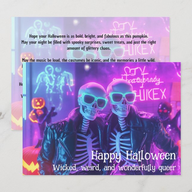 Carte 🌈🎃 Épouvantable, Bruyante & Fière (Devant / Derrière)