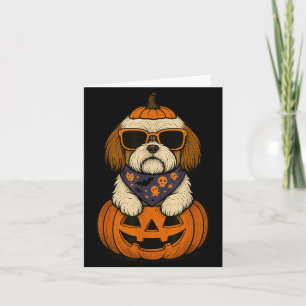 Carte Épouvantable Halloween de chien de Tzu Pumpkin