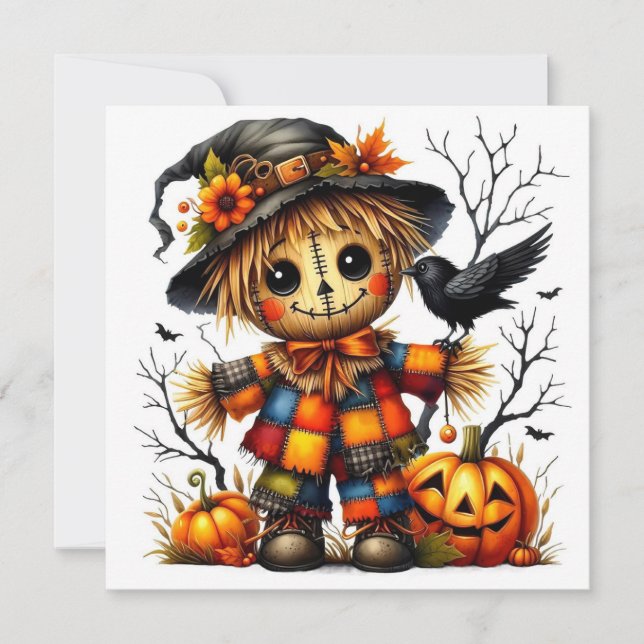 Carte épouvantail d'Halloween (Devant)