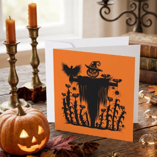 Carte Épouvantail d'Halloween gothique effrayant Citroui