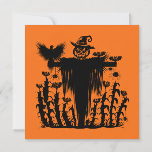Carte Épouvantail d'Halloween gothique effrayant Citroui