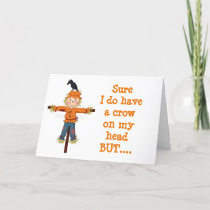 CARTE EPOUVANTAIL ET CORBEAU AVEC "JOYEUX ANNIVERSAIRE"