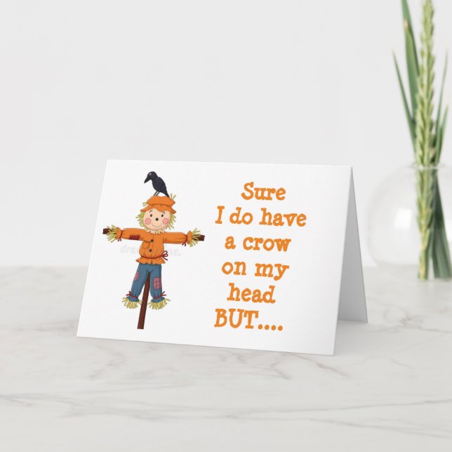 CARTE EPOUVANTAIL ET CORBEAU AVEC "JOYEUX ANNIVERSAIRE" (Devant)