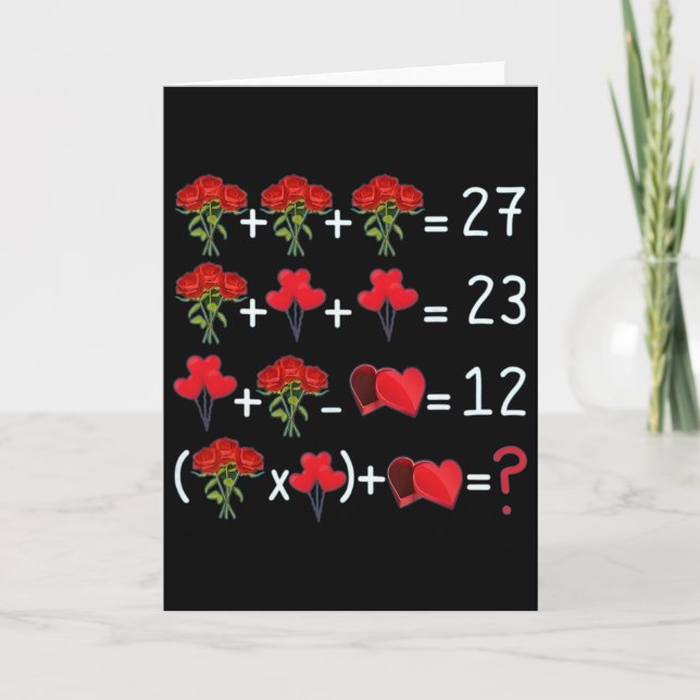 Carte Équation mathématique Roses Lloons Chocolats Drôle (Devant)