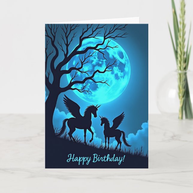 Carte Équestre Magique au Clair de Lune (Devant)
