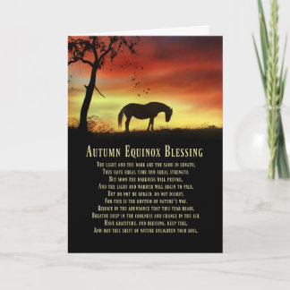 Carte Équinoxe d'automne avec cheval et arbre
