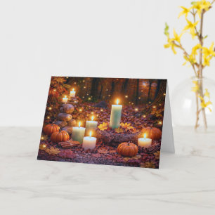 Carte Équinoxe d'automne Mabon avec des bougies dans la