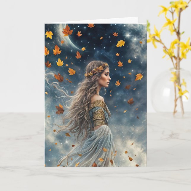 Carte Équinoxe d'automne Mabon Gitane Bohémienne Jolie (Fleur jaune)