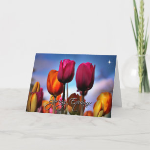 Carte Équinoxe de printemps avec Fleur de tulipes